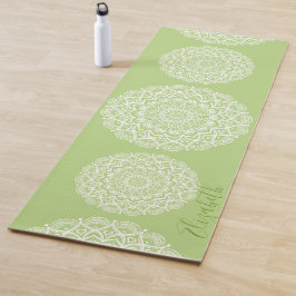 Elegant Mit Monogramm Boho Lime Green Mandala Yogamatte