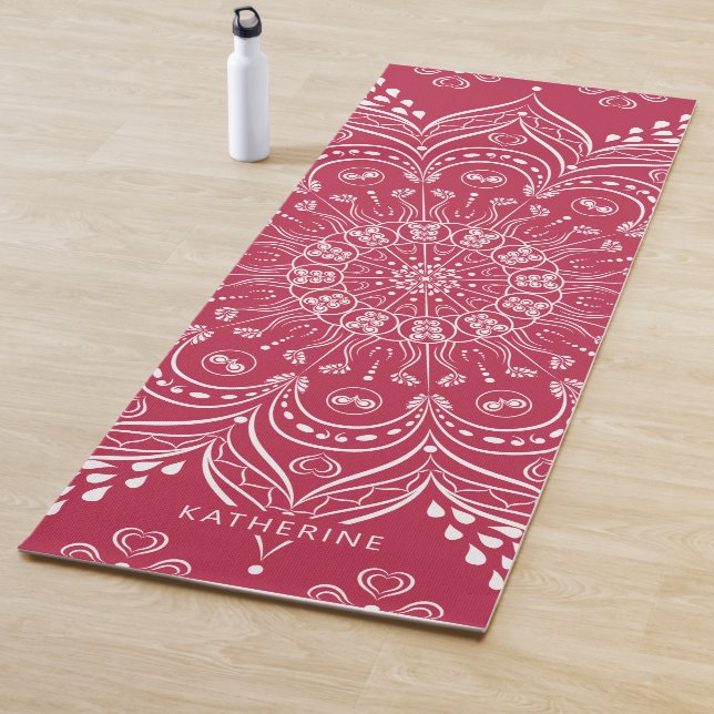 Elegant Mit Monogramm Boho Mandala Magenta Yogamatte (Beispiel)