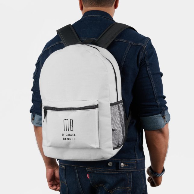 Elegant Mit Monogramm Gray Bedruckter Rucksack (Insitu (Modell))