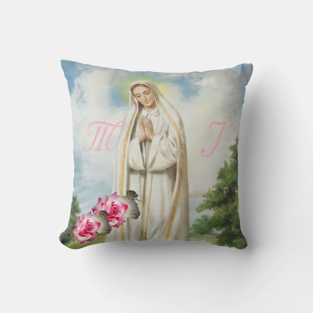 Elegant Mit Monogramm mit Name Rose Throw Kissen (Vorderseite)