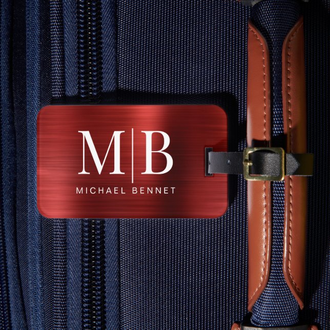 Elegant Mit Monogramm Red Gepäckanhänger (Vorderseite Insitu 4)