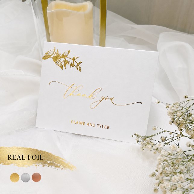 Elegant mit oder ohne Foto Danke Hochzeit Folienkarte (Von Creator hochgeladen)