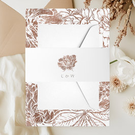 Elegant Mocha Brown Floral Wedding Einladungsbanderole