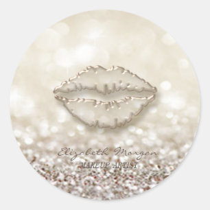 Elegant Moder Glittery Bokeh, Lips Runder Aufkleber