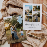 Elegant Moder Merry Christmas 5 Foto Feiertagskarte<br><div class="desc">Frohe Weihnachtskarte: ein zeitgenössisches Design,  mit einer eleganten Typografie und 5 Familienfotos zu ergänzen.</div>