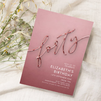 Elegant Modern 40. Geburtstag Einladung