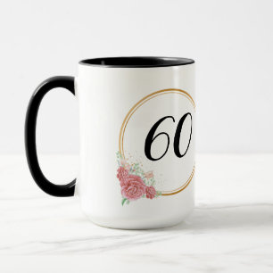 Elegant & modern Aquarell Floral 60. Geburtstag Tasse