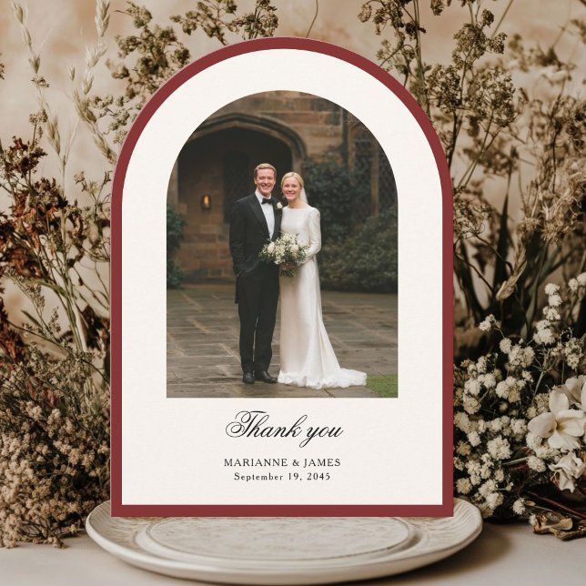 Elegant Modern Arch Photo Wedding Thank You Card Einladung (Von Creator hochgeladen)