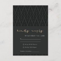 ELEGANT MODERN ART DECO BLACK GOLD WEDD RSVP