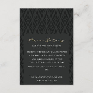 ELEGANT MODERN ART DECO BLACK GOLD WEDDING DETAILS BEGLEITKARTE