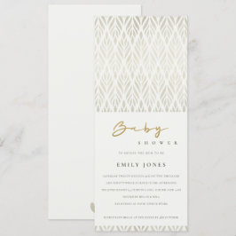 ELEGANT MODERN ART DECO WHITE SILVER BABY DUSCHE EINLADUNG