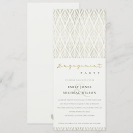 ELEGANT MODERN ART DECO WHITE SILVER VERLOBUNG EINLADUNG