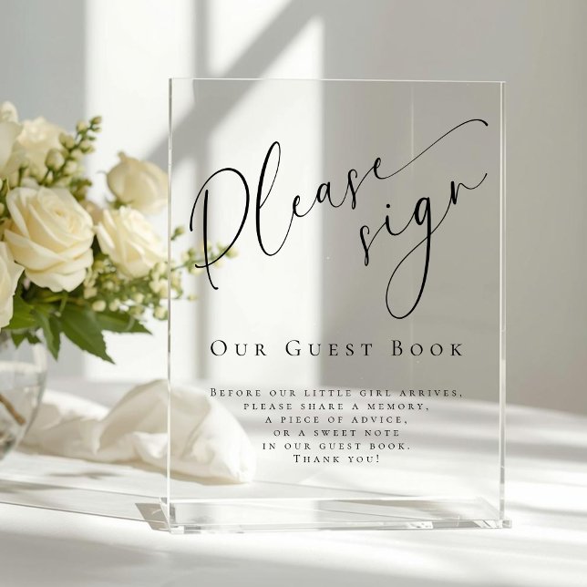 Elegant Modern Baby Shower Guest Book  Acrylschild (Von Creator hochgeladen)