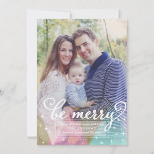 Elegant Modern Be Merry Christmas Photo Card Feiertagskarte
