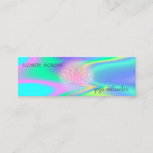Elegant Modern Beruflich Lotus Holographic Mini Visitenkarte (Vorderseite)