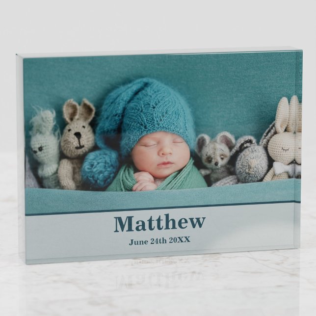 Elegant Modern Birth Announcement Fotoblock (Von Creator hochgeladen)