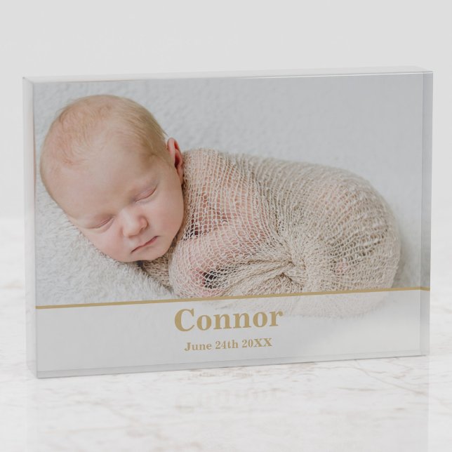 Elegant Modern Birth Announcement Photo Block (Von Creator hochgeladen)