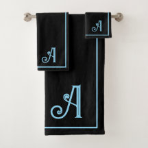 Elegant Modern Black &blue Monogram  