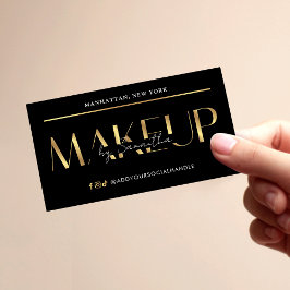Elegant Modern Black & Gold Effect Makeup Artist Visitenkarte