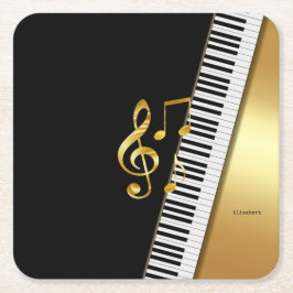 Elegant Modern Black Gold Music Notes,Piano Keys Rechteckiger Pappuntersetzer