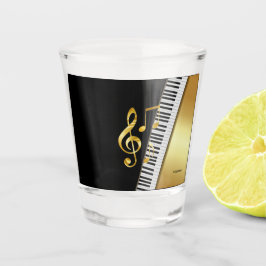 Elegant Modern Black Gold Music Notes,Piano Keys Schnapsglas