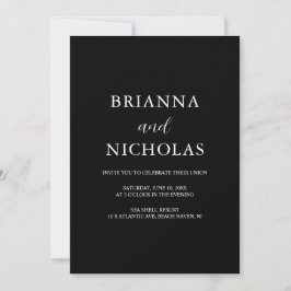 Elegant Modern Black Wedding All-in-One Einladung