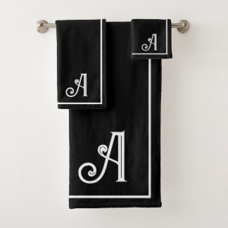 Elegant Modern Black &white Monogram Badhandtuch Set