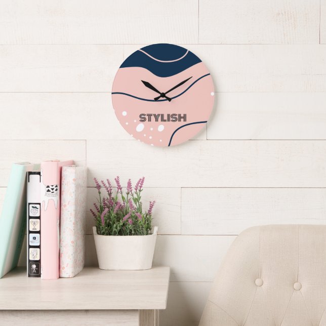 Elegant & modern blau & weiß große wanduhr (Lesesaal)