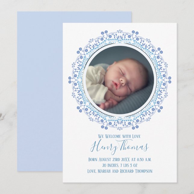 Elegant Modern Blue Baby Simple Sweet (Vorne/Hinten)