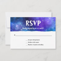 Elegant Modern Blue Lila Galaxy Bat Bar Mitzvah
