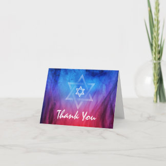 Elegant Modern Blue Star von David Bat Bar Mitzvah Dankeskarte