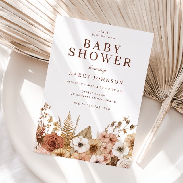 Elegant Modern Boho Floral Baby Shower Einladung (Von Creator hochgeladen)