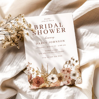 Elegant Modern Boho Floral Bridal Shower Einladung