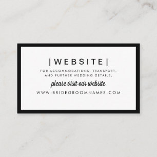 Elegant Modern Bold Black Stylish Wedding Website Begleitkarte