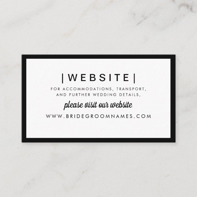 Elegant Modern Bold Black Stylish Wedding Website Begleitkarte (Vorderseite)