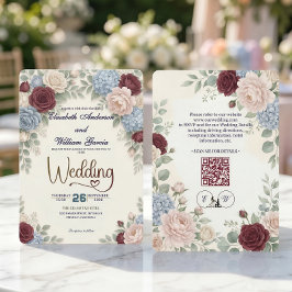 Elegant Modern Botanical All In One QR Code Einladung