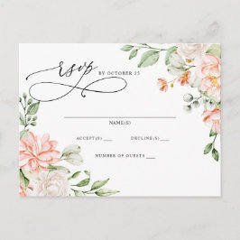 Elegant Modern Botanical Blush Floral RSVP Postkarte