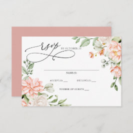 Elegant Modern Botanical Blush Floral Wedding RSVP Karte