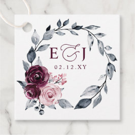 Elegant Modern Botanical Burgundy Floral Wedding Geschenkanhänger