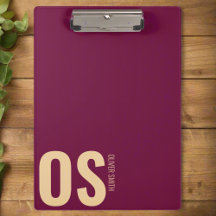 Elegant Modern Burgundy Monogram, Initial Script