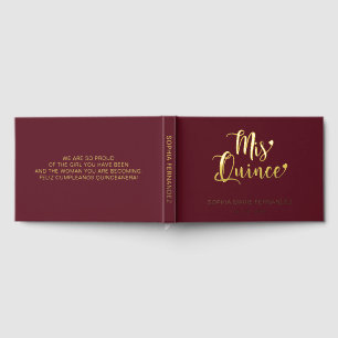 Elegant Modern Burgundy Quinceañera Gästebuch