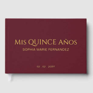 Elegant Modern Burgundy Quinceañera Gästebuch