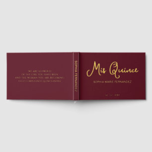 Elegant Modern Burgundy Quinceañera Gästebuch