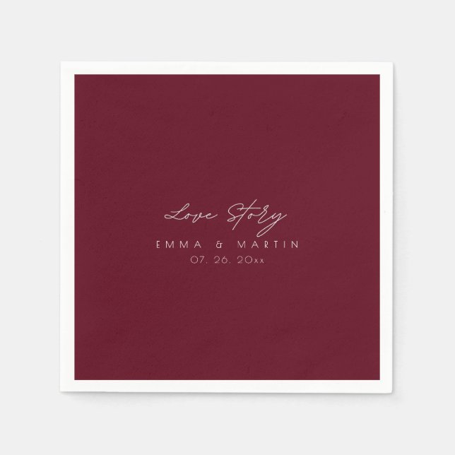 Elegant & modern Burgundy Script  Wedding Serviette (Vorderseite)