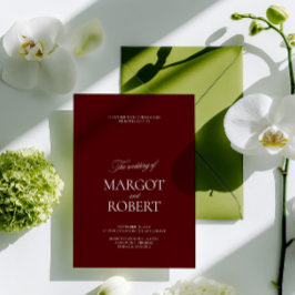 Elegant Modern Burgundy & White Wedding Einladung