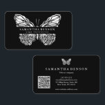 Elegant Modern Butterfly black gold QR code script Visitenkarte<br><div class="desc">This is a pretty,  modern business card with a Butterfly black White QR code script Business Card. Perfect for female entrepreneurs,  makeup artists,  beauty salons,  designers,  and independent artists. Each card includes a QR code generator,  creating a unique code linking to your website or social media.</div>