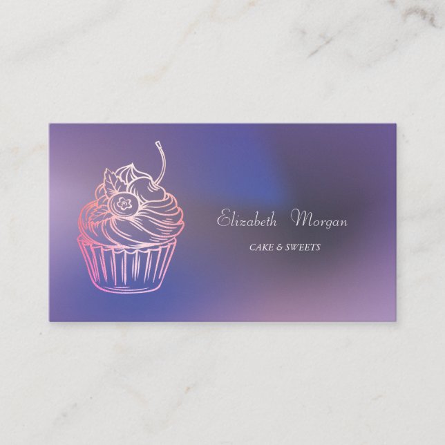 Elegant Modern Cake Sweets,Cupcake Purple Visitenkarte (Vorderseite)