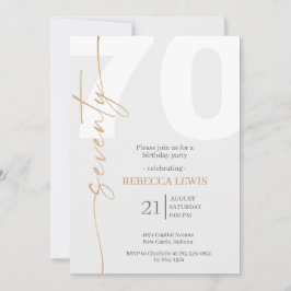 Elegant Modern Calligraphy 70th Adult Birthday Einladung