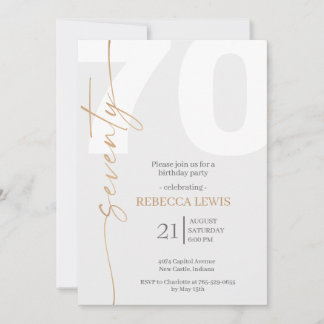 Elegant Modern Calligraphy 70th Adult Birthday Einladung
