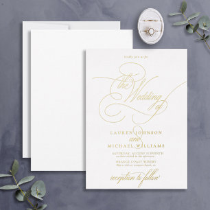Elegant Modern Calligraphy Classic Wedding  Folieneinladung
